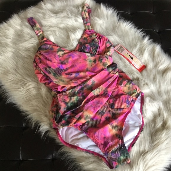 SPANX Other - Spanx Draped One Piece Swimsuit Size 14 Multi NWT